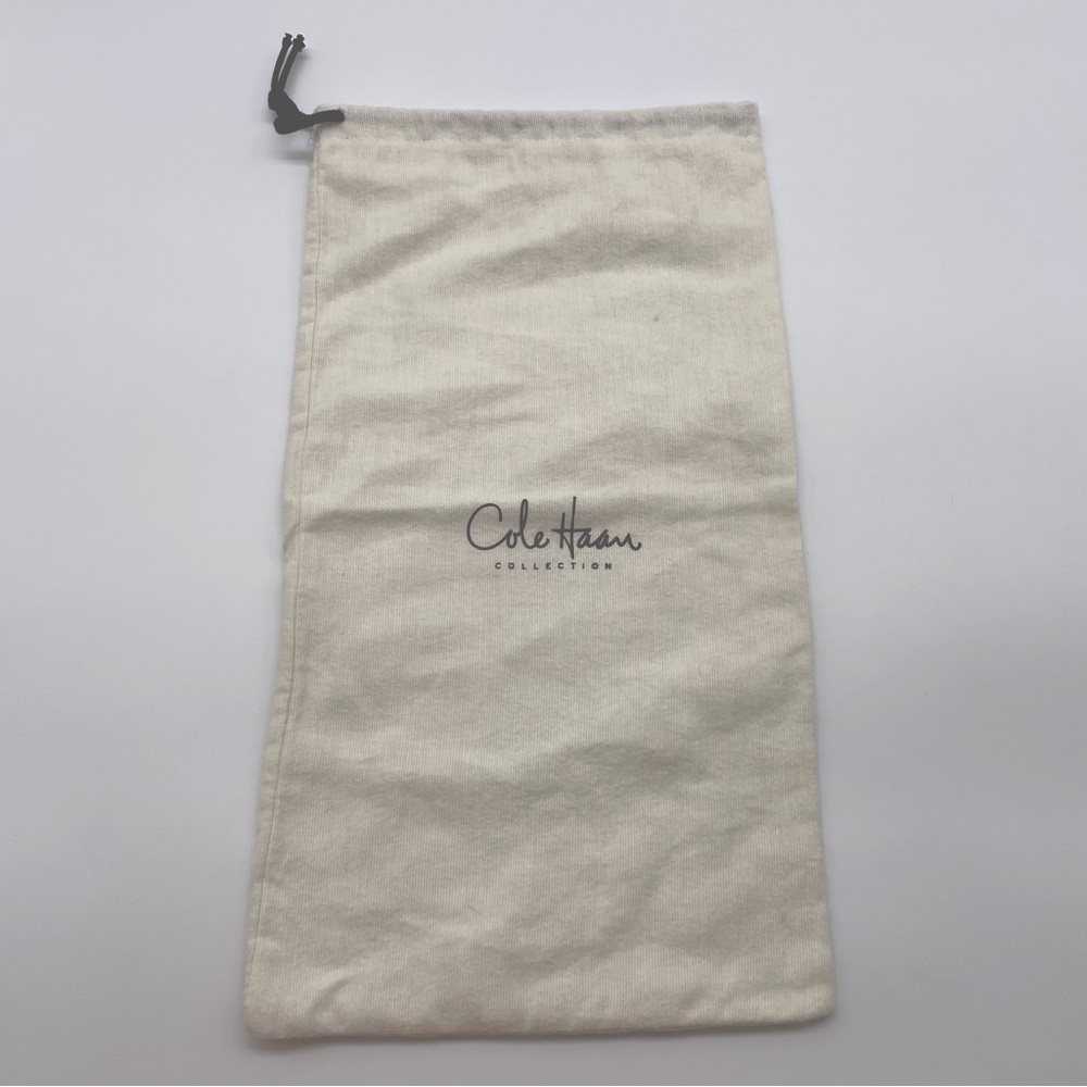EUC Cole Haan Drawstring Dust Bag in Cream with Brown Logo